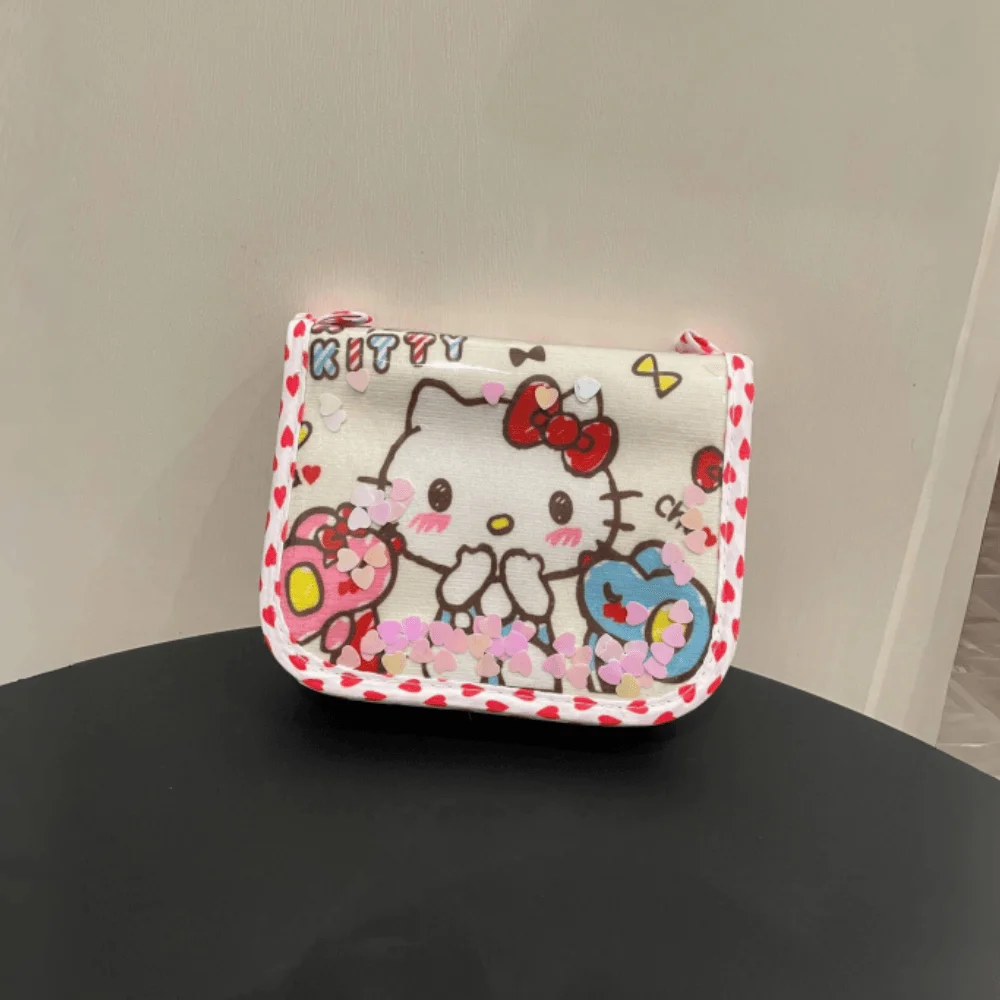 Kawaii Sanrio Accessories Hello Kitty Cute Girl Storage Bag Cartoon Transparent Card Bag Coin Purse Earphone Bag Children's Gift 50pcs thickened silicone transparent card holders id holder employee s card set