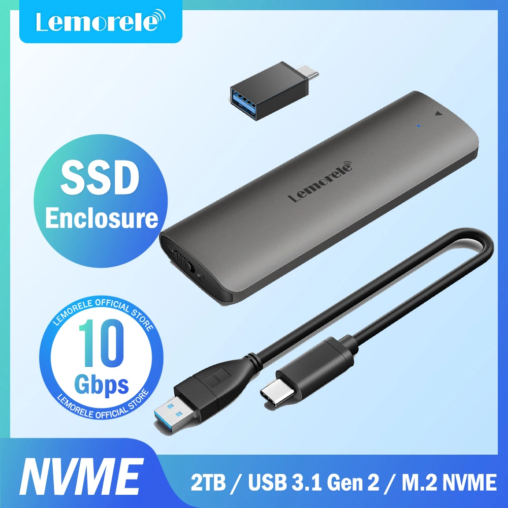 Корпус SSD Lemorele M.2 NVMe USB 3,1 10 Гбит/с PCIe M.2, внешний корпус SSD для внешнего жесткого диска M/B + M Key M.2 SSD Корпус SSD Lemorele M.2 NVMe USB 3,1 10 Гбит/с PCIe M.2, внешний корпус SSD для внешнего жесткого диска M/B + M Key M.2 SSD