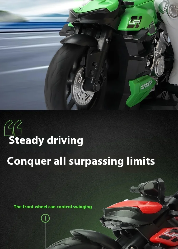 Motocicleta de control remoto, motocicleta todoterreno inteligente de aleación, juguete eléctrico, coche de carreras RC de alta velocidad, motocicleta acrobática a la deriva