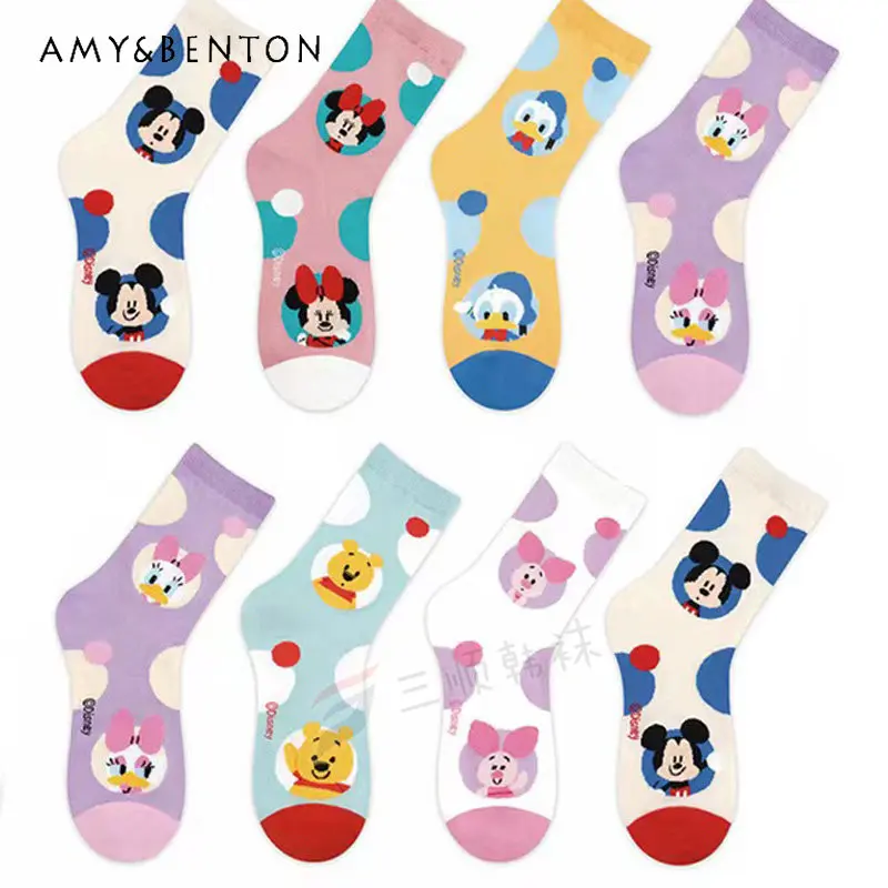 

Cartoon Big Polka Dot Socks Women's Mid-Calf Socks New Fashion Design Sense Socks Female Casual Socks Ladies