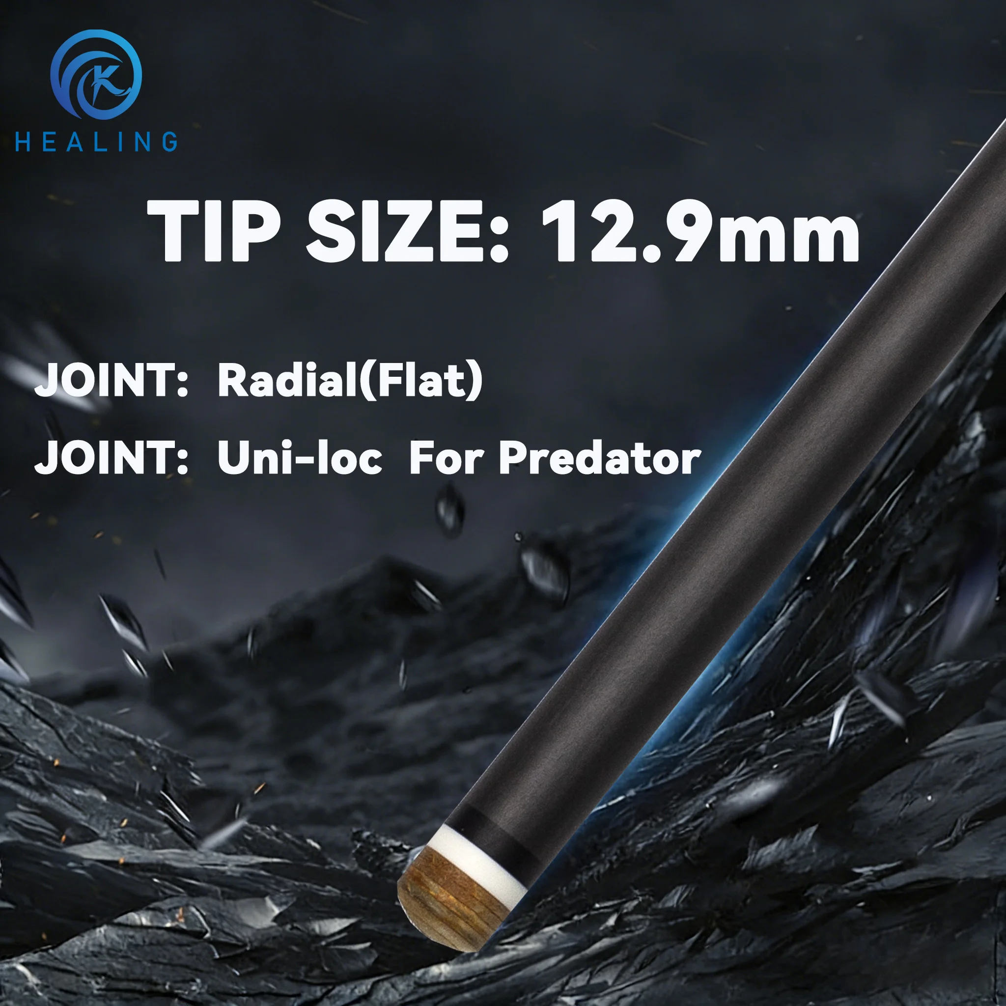 12.9mm 29인치 100% 카본 파이버 당구 샤프트 3/8x8 레이디얼 로우 디플렉션 프로페셔널 블랙 테크놀로지 샤프트 (당구 큐대용)