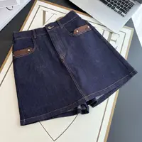 New Jeans Plus Size Culottes Casual Fake Two Piece A-Line Pantskirt 100KG Women's Denim Hot Pants 2868 - Image 3