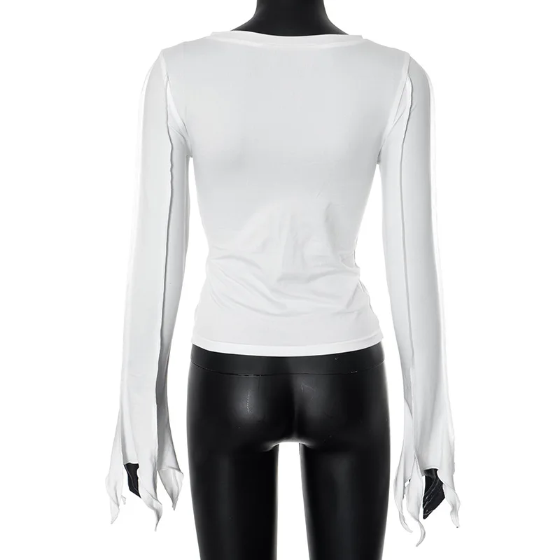 Camiseta interior de retazos de moda para mujer, top de cintura alta, liso, ajustado, informal, irregular, fruncido, ropa de calle para mujer, camiseta para viajar al trabajo