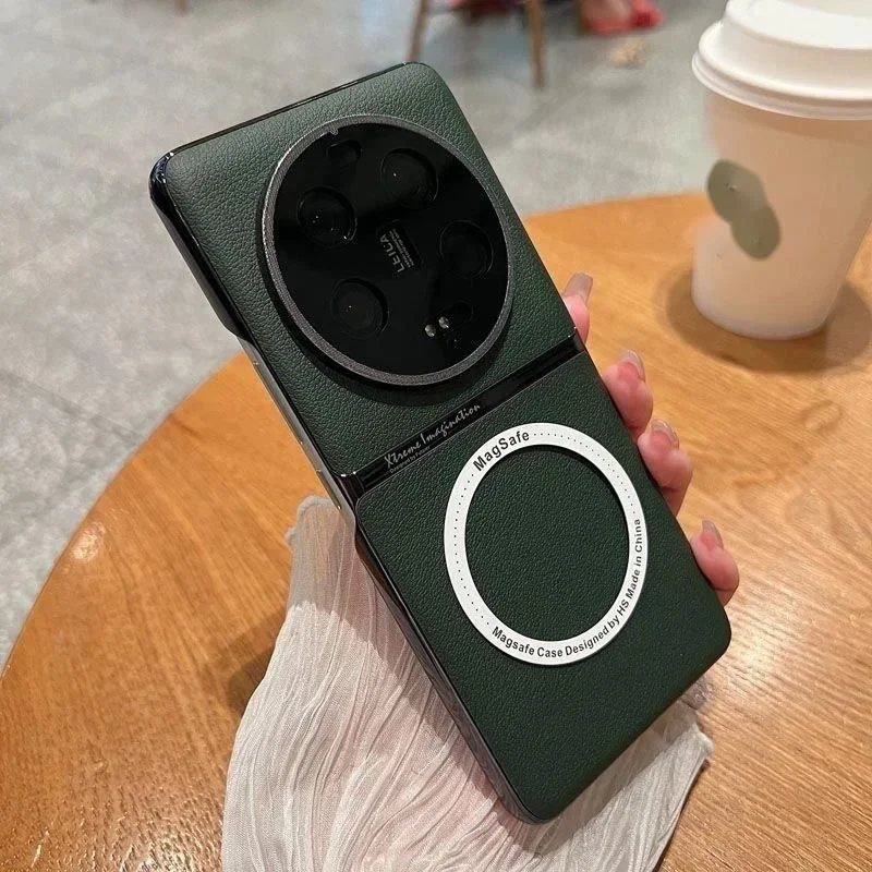 Luxury For Magsafe Magnetic Wireless Charging Original Case For Xiaomi 13 14 Ultra  MI 14 Pro Leather Cover
