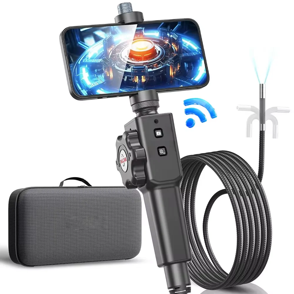 Two-Way 180&deg; Articulating Borescope Camera 8.5MM /6.2MM Endoscope Snake Inspection Camera With Carring bag for iPhone Android