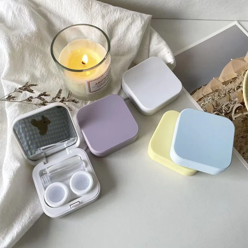 

Ins Square Lens Container Women Ins DIY Contacts Lens Case Men Color Contact Lenses Storage Box Portable Travel Set