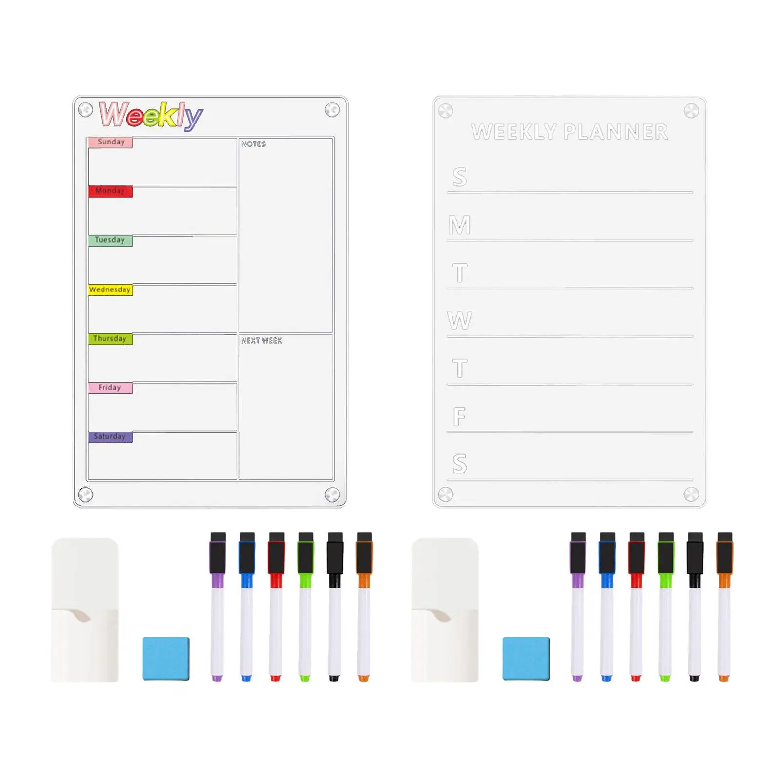 Magnetic Calendar for Fridge with Markers Portable Erasable Acrylic Calendar Dry Erase Calendar for Office Family Home Kitchen