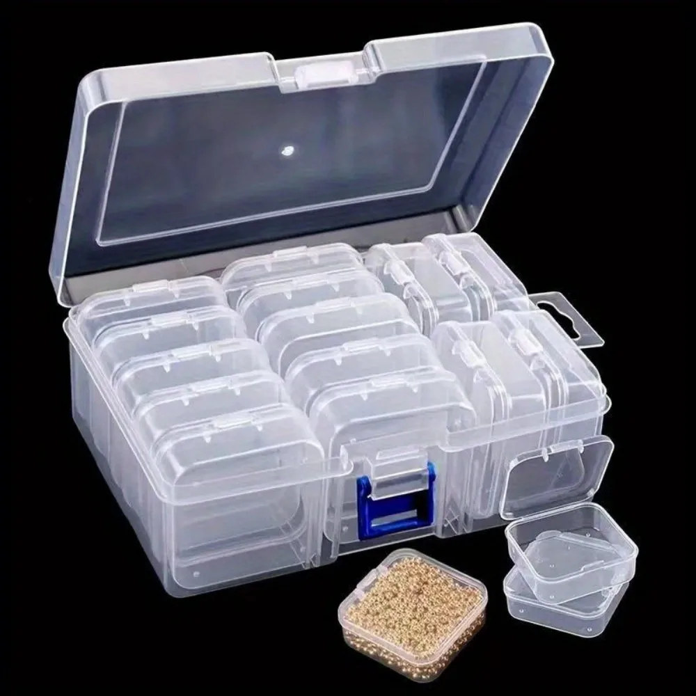 Transparent Plastic Box, Paper Clip Packaging Box, Girls' Accessories, Portable Handheld, Handmade Materials Desktop Storage Box