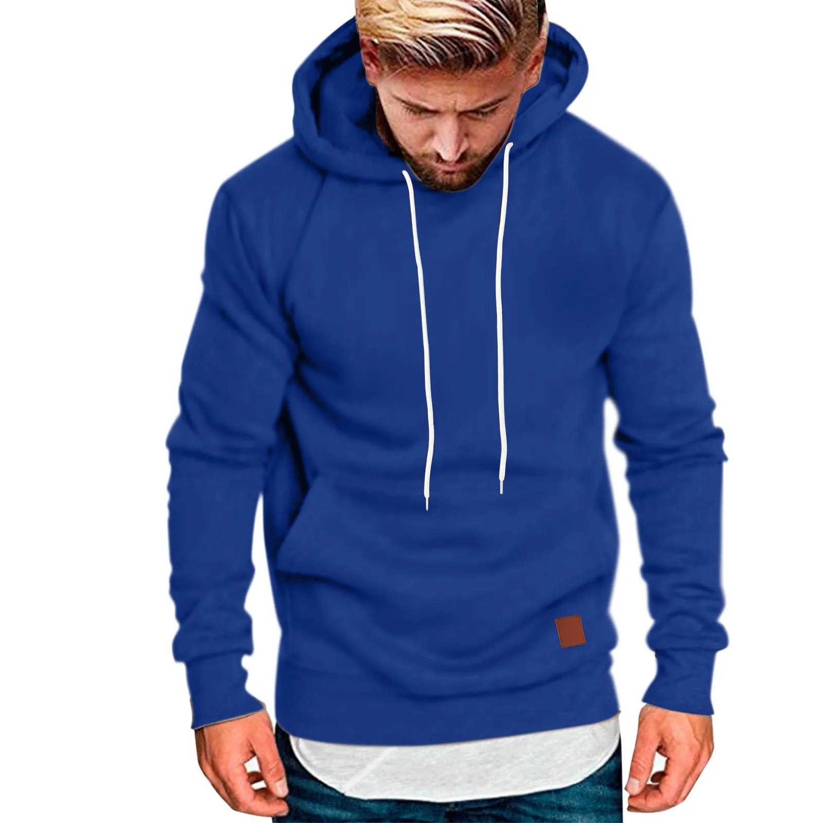 

Men'S Solid Hoodies Casual Fashion Sweetshirts Sportswear Hooded Pullovers Hoody Top Korean Jumper Zipper Drawstring Sudaderas