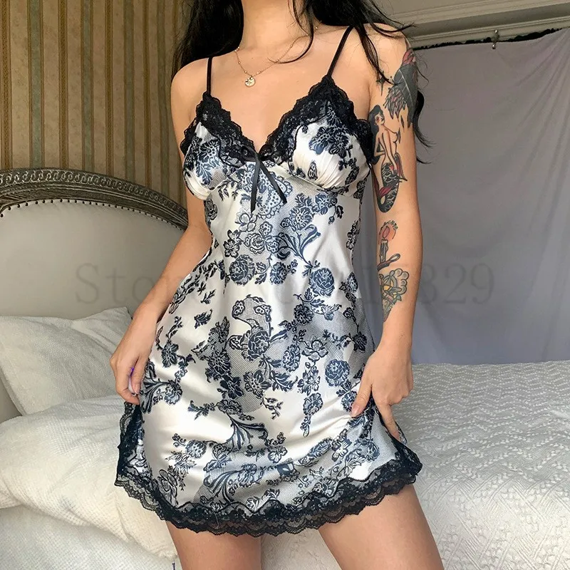 Print Flower Chemise Nightgown Sleepwear For Women women nightgowns,women nightdresses,sleeping dress