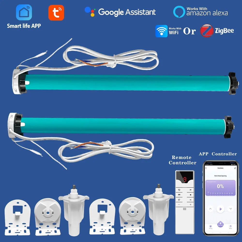 Sistema Automático de Persianas de Sombra de Rolo Controle Remoto de Voz Alexa Tuya Zigbee Wifi Persianas para Windows