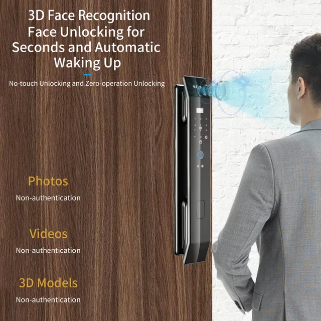 WiFi Tuya APP Voice Intercom Digital Door Lock 3D Face Recognition Fingerprint Password Smart Door Lock With Camera 3