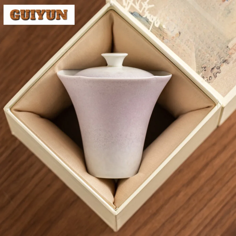 110ml Kiln Fambe Glaze Handmade Cover Bowl Chinese Style High-end Gaiwan Vintage Tea Tureen Tea Maker Teaware Decoration Gifts