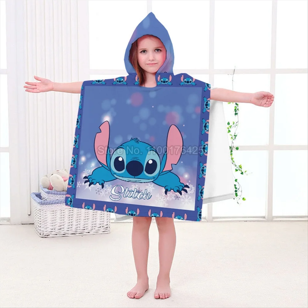 Bata de baño de dibujos animados de Lilo & Stitch para niños, bata de