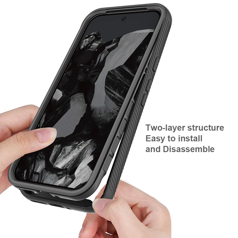 Pixel Pro XL Shockproof Rugged Clear Case with Built-in Screen Protector