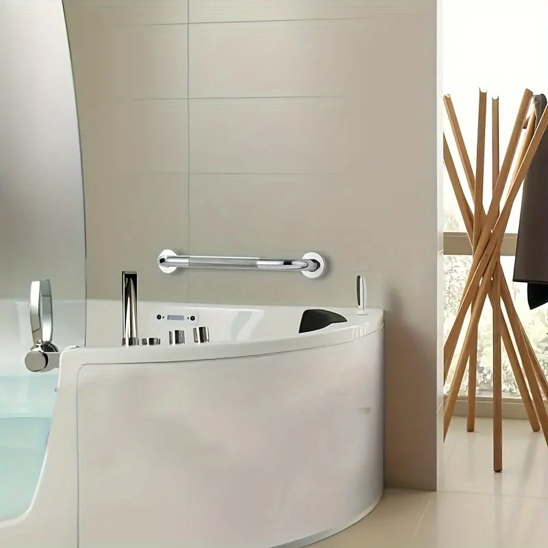 1pc Premium SUS 304 Stainless Steel Heavy-Duty Grab Bar - Wall Mounted Balance Bar with Non-Slip Grip - Bathroom Accessories