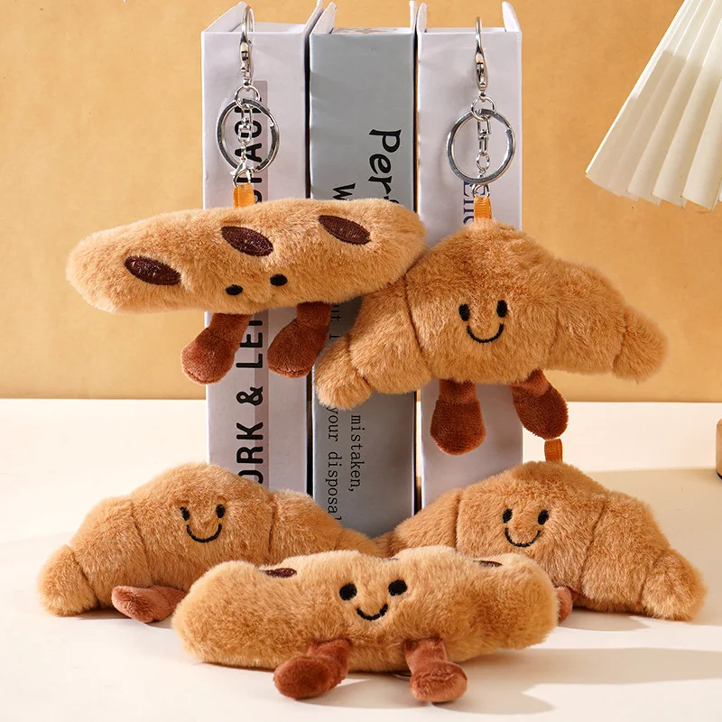 Adorable Cartoon Croissant Plush Keychain – Cute Gift Pendant and Bag Charm
