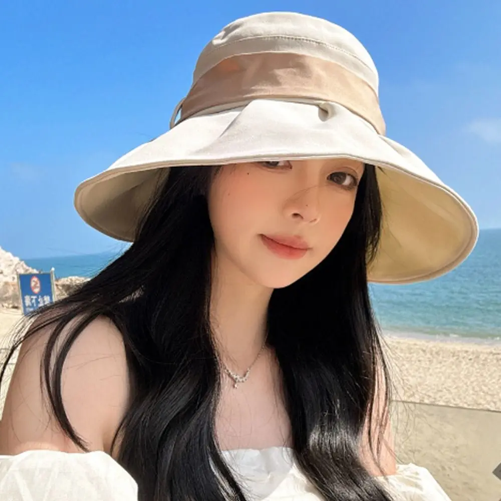 조절 가능한 활 어부 모자, 휴대용 자외선 차단 넓은 챙, 통기성 비치 캡, 소녀