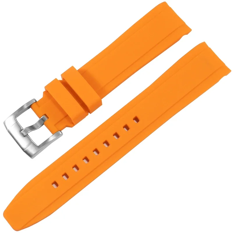 Versatile Waterproof Silicone Watch Strap with Curved Interface, Available in Multiple Sizes