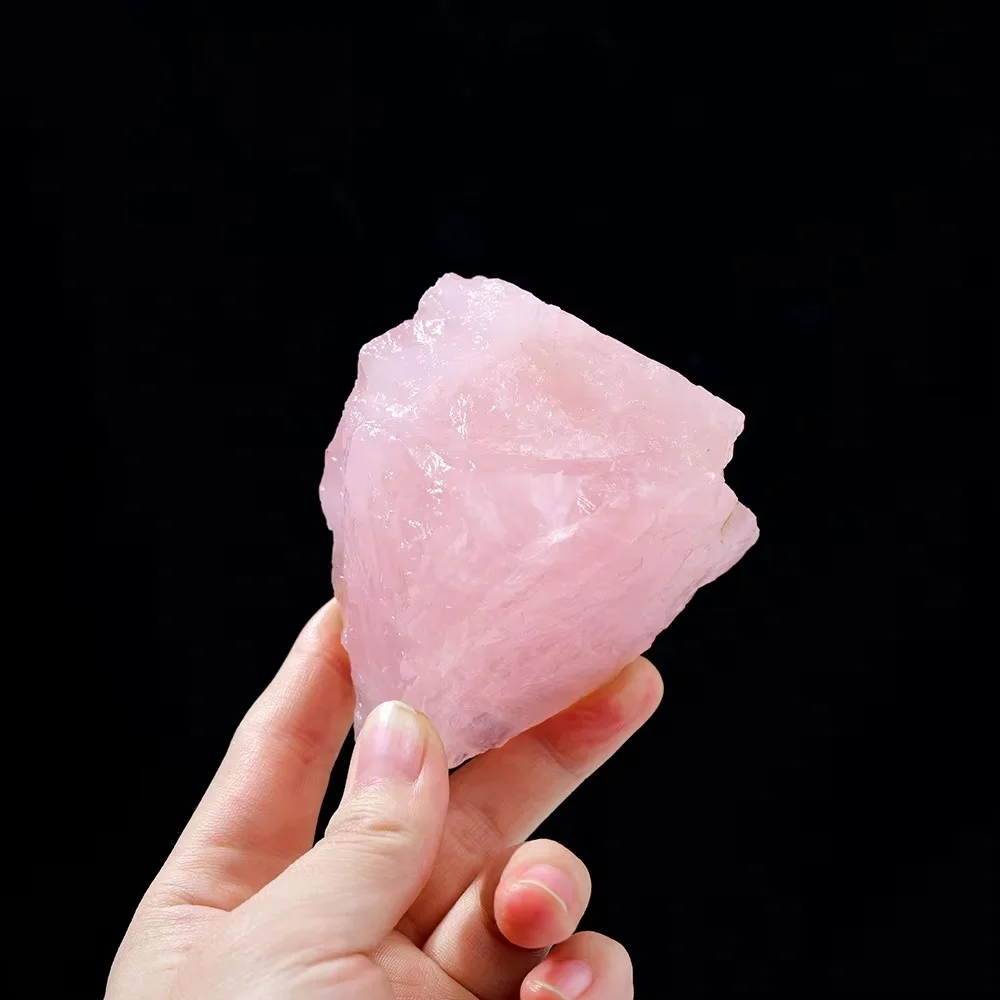 Piedras de cuarzo rosa 100 % naturales, cristales en bruto, muestras minerales curativas, piedras preciosas de cristal rosa de cuarzo en bruto, 1 unidad
