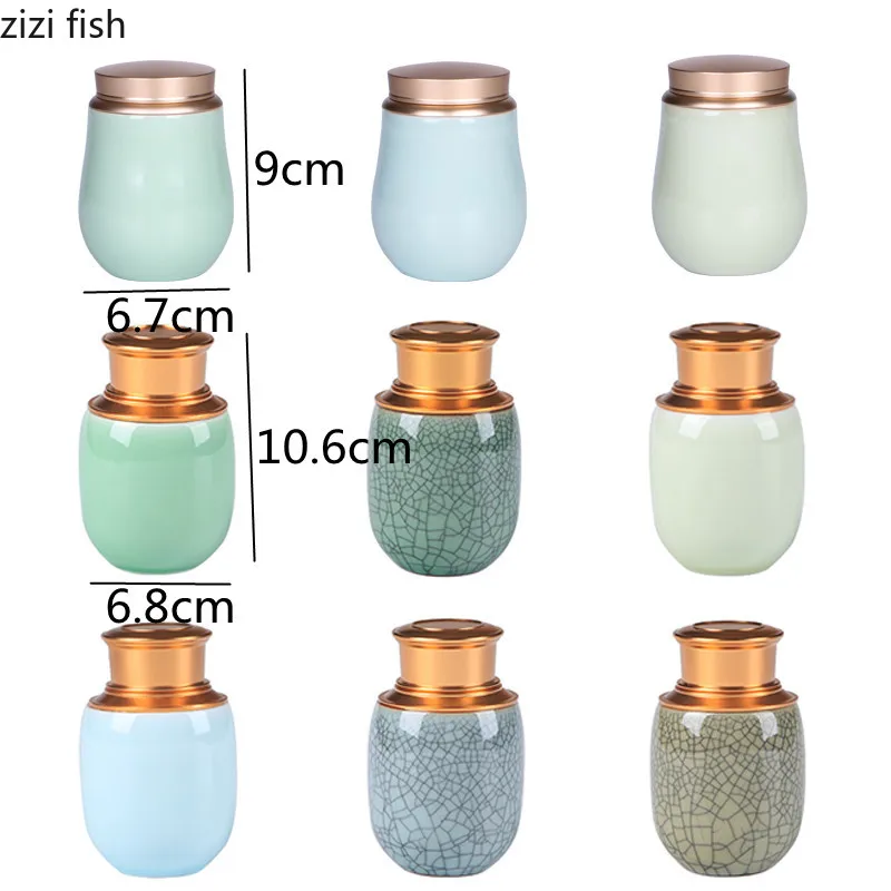 Ceramic Jar with Metal Lid Sealed Jars Tea Caddy Tea Box Storage Tank Candy Jar Food Storage Jars Container Organizer