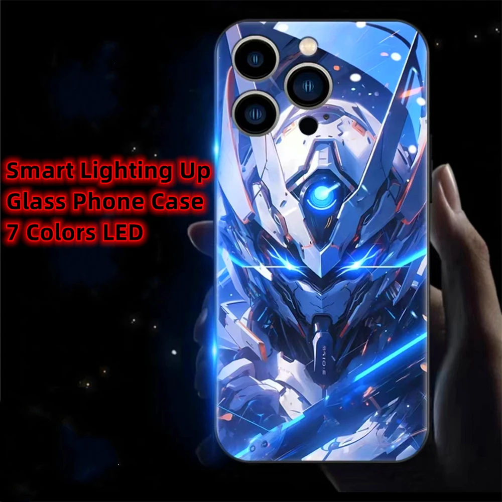 

Future Armor Machinery Sound Music Control Led Light Phone Case For Samsung S24 S23 S22 S21 S20 FE Note 10 20 Plus Ultra A54 A32