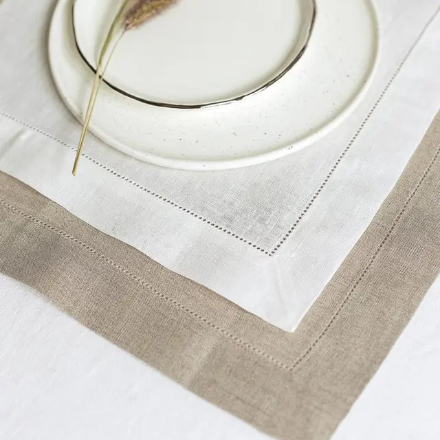 12 pièces tapis de Place couture serviettes en coton tapis de Table blanc beau tapis de dîner en lin naturel tissu serviette tapis de Place 4