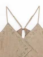 Women Summer Sexy Camis Tank Tops 2025 Vintage Floral Embroidery V-Neck Back Drawstring Bow Female Elegant Street Top Clothing - Image 3