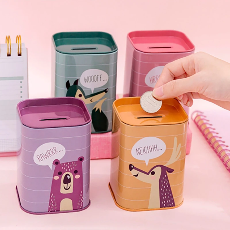 1pc Piggy Bank Metal Coin Box Cute Sundries Cans Storage Cans Gift Cans Home Decor Household Saving Money Box