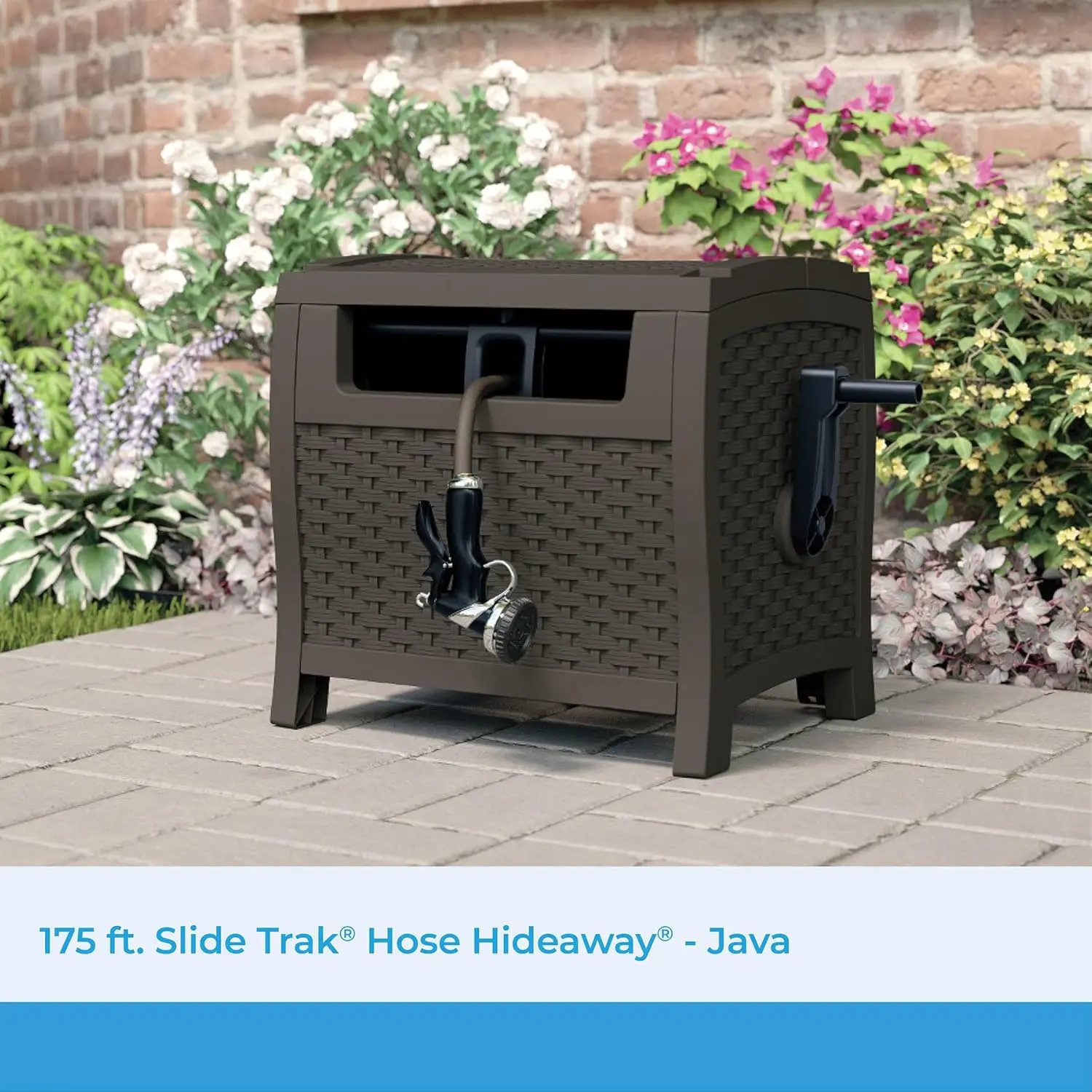 175 ft. Wicker Style Resin Hose Hideaway with Hose Guide, Java, Mocha Brown