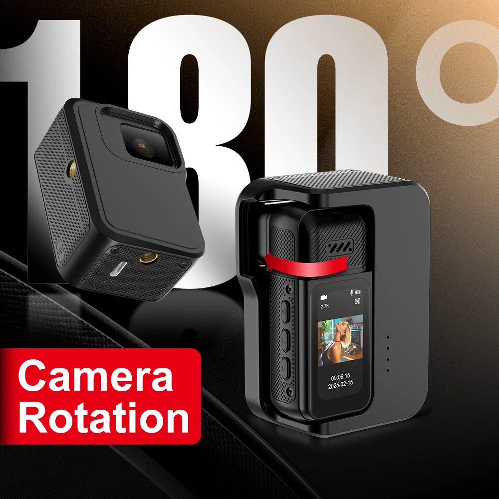 Mini Action Camera 2.7K S80 HD Thumb Camera Magnetic Portable Design 180° Rotating Lens POV Recording Camera Long Battery Life