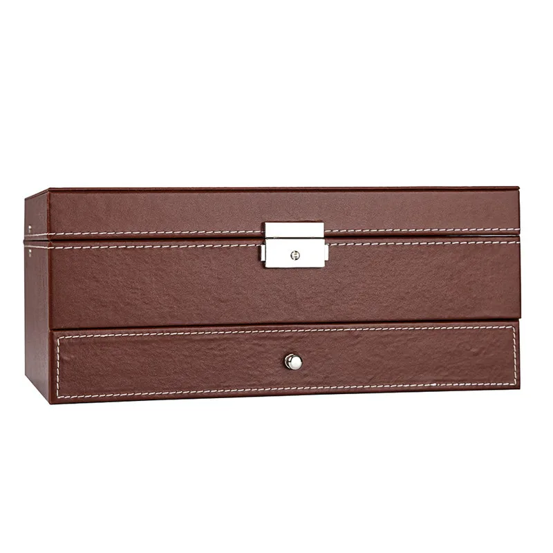 12 Slots Watch Box Organizer for Men Mens Watches Display Case Jewelry Storage Box Holder with Drawer for Rings Necklaces