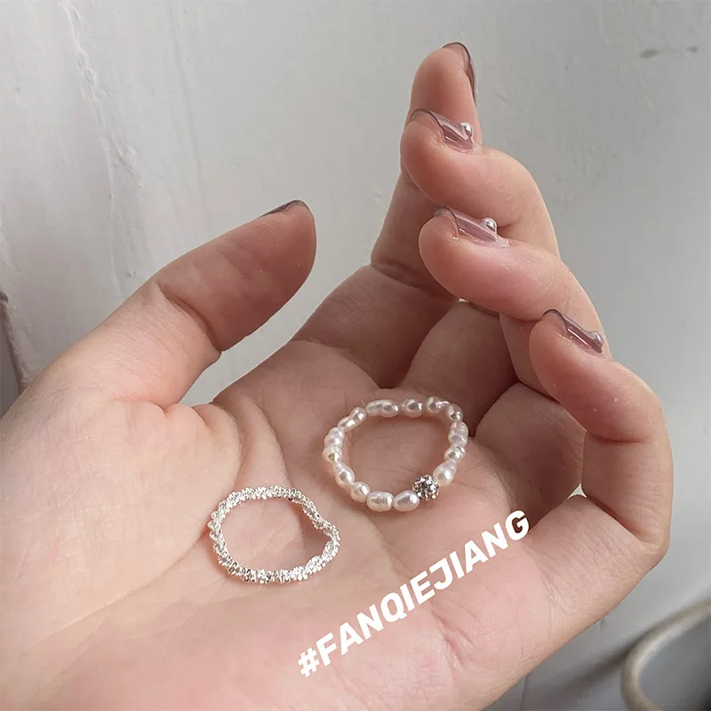 

Woman Stainless Steel Fashion Jewelry Rings Set Butterfly Planetary Pearl Letter Metal Hollow Round Opening Women Finger Ring
