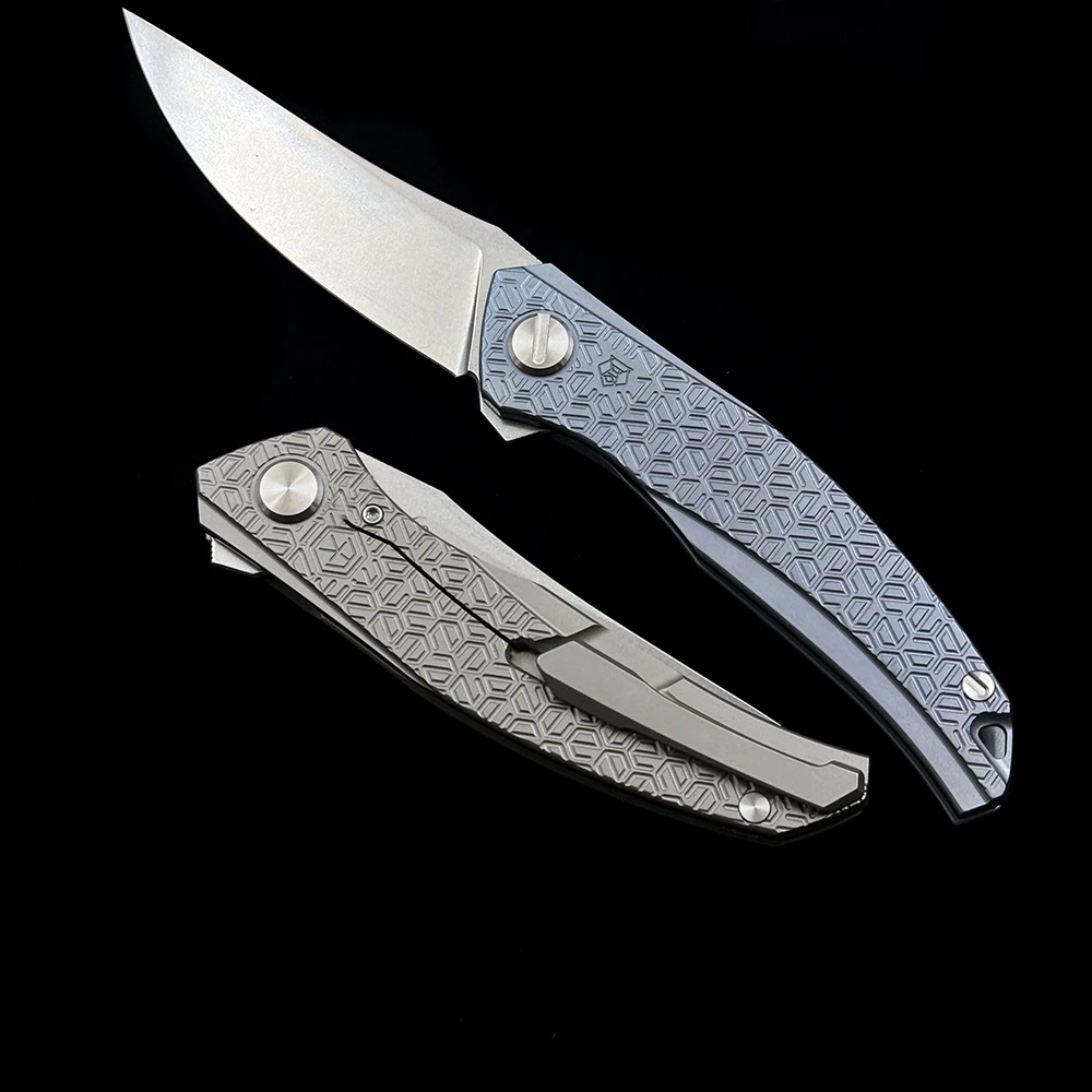 Shirogorov Quantum Cromax PM Blade Titanium Alloy Handle Folding Knife Outdoor Camping Hunting Pocket EDC Tool Knife 3