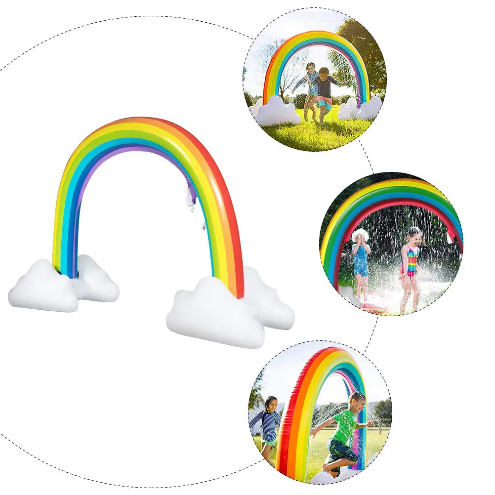 1Pcs 어린이를위한 풍선 무지개 물 스프링클러 아치 야외 정원 해변 놀이 안전 PVC 소재 여름 대화 형 물 게임