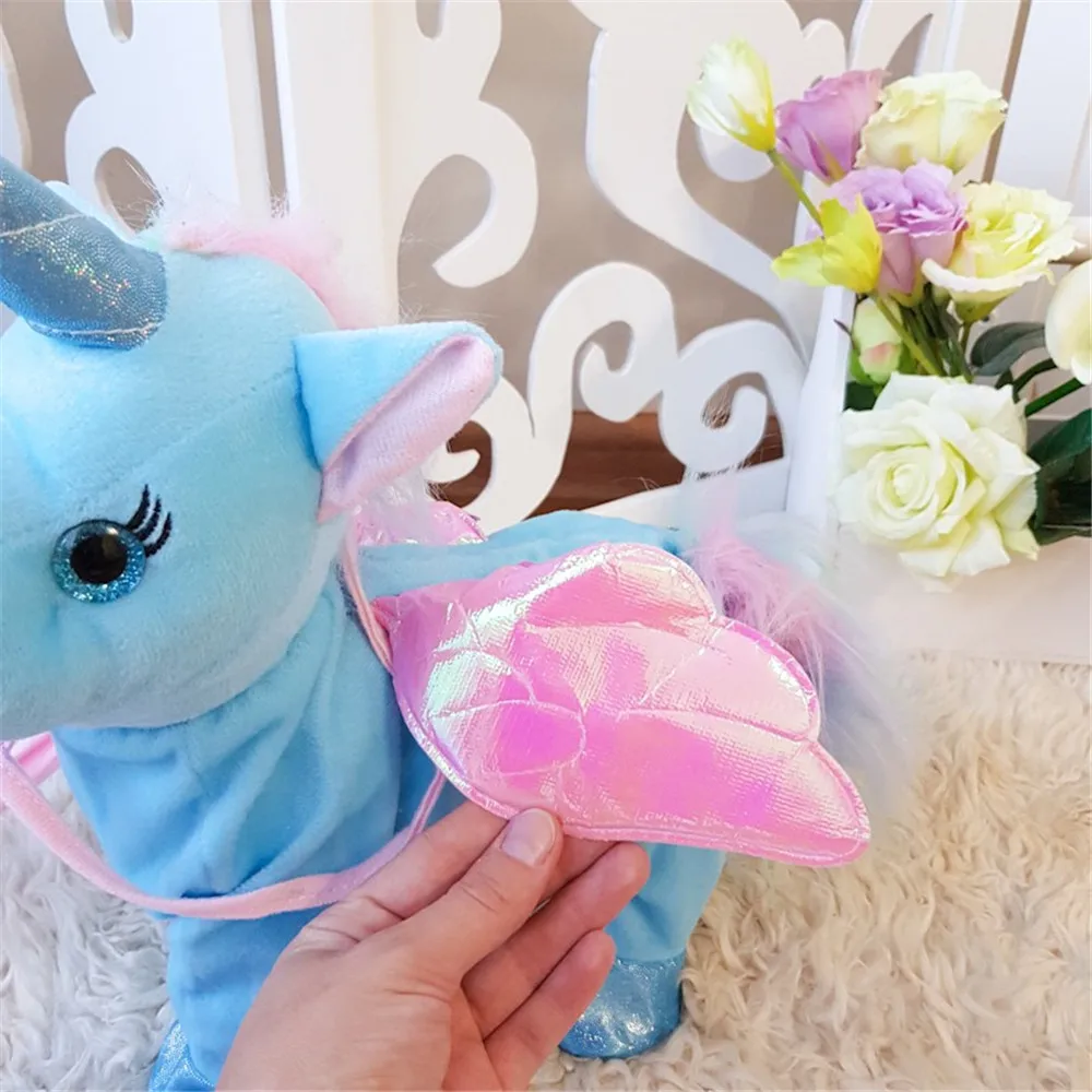 Funny Toys Electric Walking Unicorn Plush Toy Stuffed Animal Horse Music Doll For Children Christmas Gifts