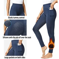 Sports Women's Fleece Lined Bootcut Horse Riding Pants Winter Full Seat Riding Tights with Pockets Equestrian Breeches 1