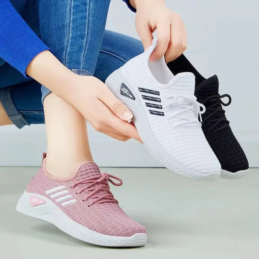 New Women's Knit Sports Shoes Spring and Summer Soft Sole Casual Mom Shoes Mesh Low-Top Running Student women shoes casual shoes women sneakers