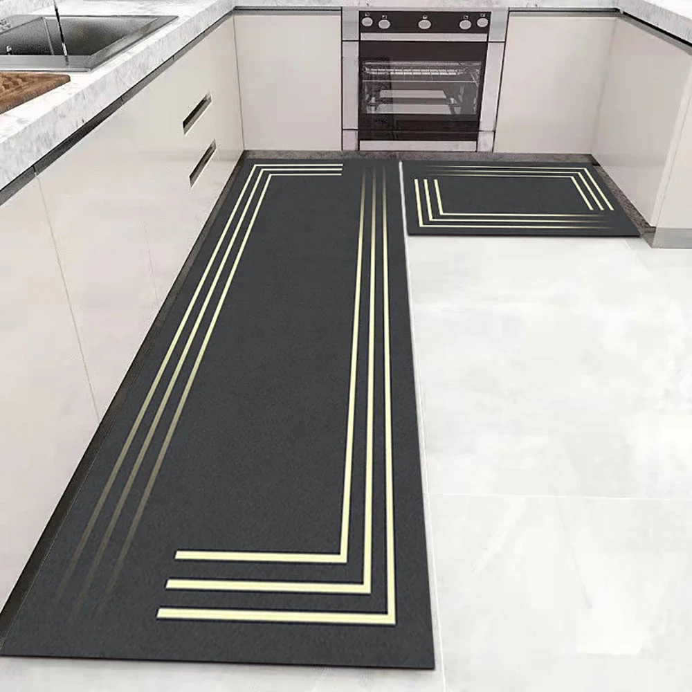 Tapis de sol de cuisine, chambre à coucher, salon, longue zone de chevet, couloir, doux, lavable, antidérapant, paillasson d'entrée de salle de bain