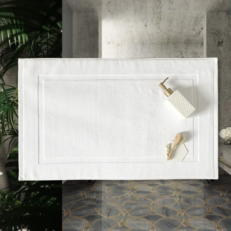 Thicken White Floor Towel For Hotel Home,Foot Bathroom Mat,High Quality 100%Cotton Non-slip Water Uptake Bathtub Towels 50*80cm 5