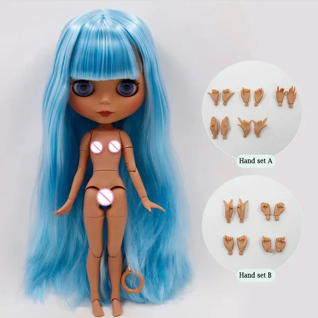 ICY DBS Blyth Doll Customized Joint 30cm Suitable For Dress Up By Yourself DIY Change 1/6 BJD Toy - black matte face-200006154