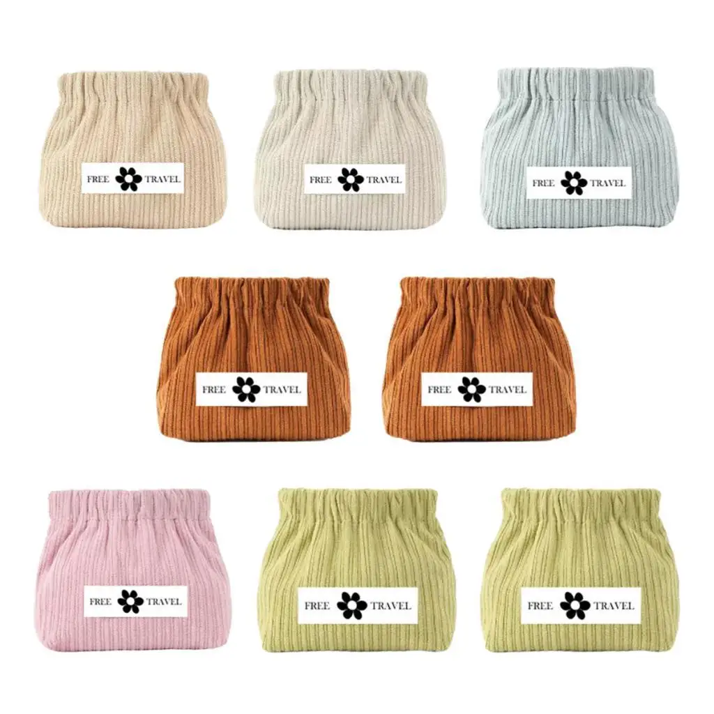 

8 Pieces Corduroy Storage Bag Elastic Hair Tie Organizer Travel Makeup Bag for Hairbands Lipstick Headphones Perfume Jewelry