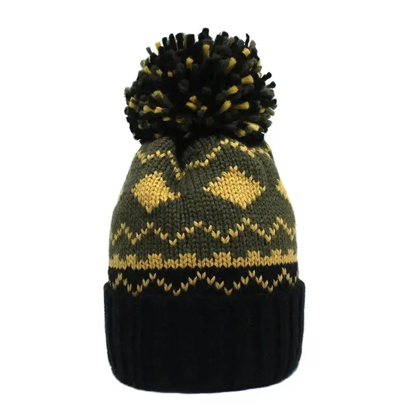 

Осенне-зимняя акриловая утепленная вязаная шапка с геометрическим рисунком зимняя теплая шапка шапочки шапка облегающая шапка для девочек и женщин 196