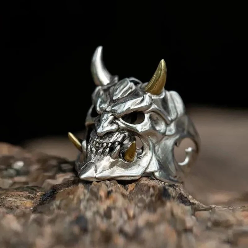 Retro Mens Demon Fury Skull Rings Gothic Punk Skull Rings Men's Hip Hop Rock Rider Party Jewelry Halloween Gifts finger rings jewelry rings ring jewelry
