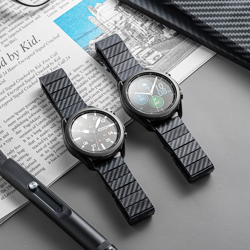 

Carbon Fiber Stainless Steel Band For Huawei GT3 Pro 43 46mm 2e Strap For Samsung Galaxy Watch 3 4 5 Classic 44mm 45mm for Seiko
