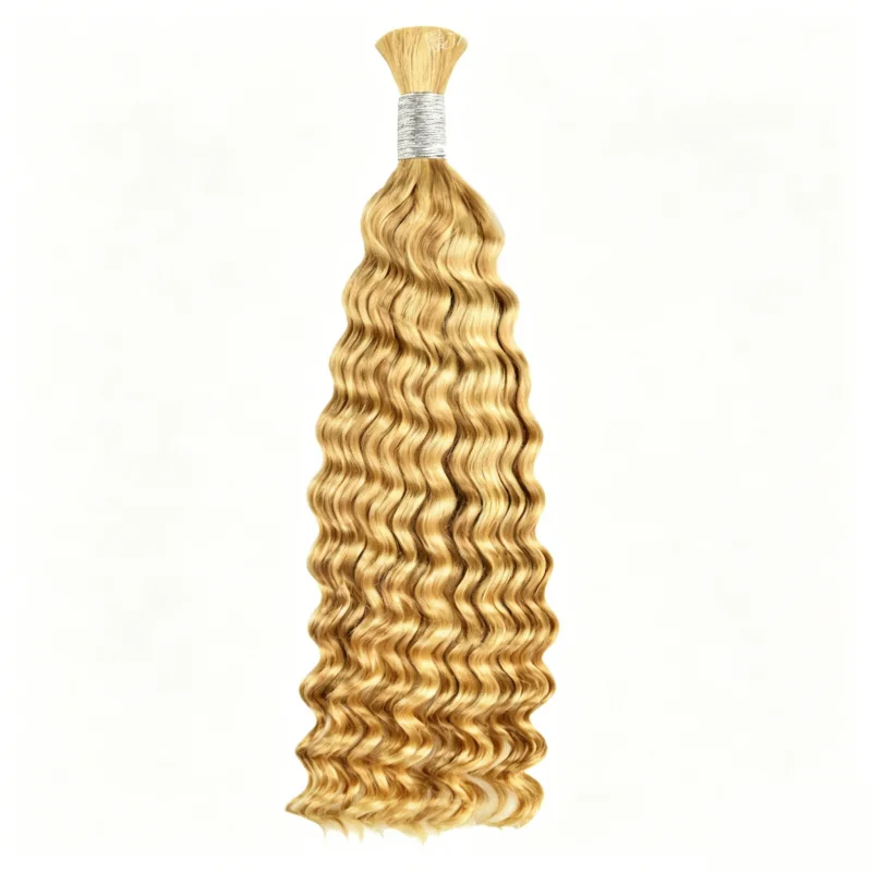 26 Inch #4#P27/30#33 Deep Wave Bulk Human Hair Brazilian Virgin Remy Multiple Color Options for Micro Braids Boho Hairstyles 4