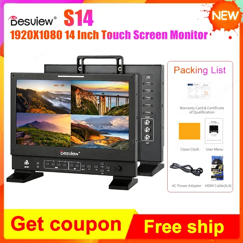 .Desview Bestview S14 1920X1080 Touch Screen Monitor 14 Inch Monitor 4K HDMI-Compatible SDI for DSLR Camera Video Live Broadcast