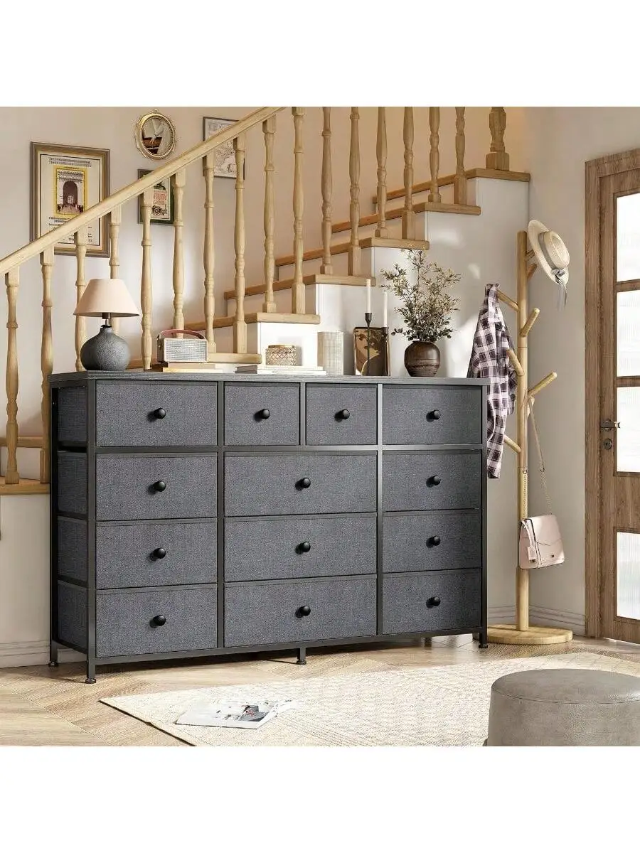 Dresser for Bedroom 47.2" W Dresser Organizer with 13 Drawers Fabric Dressers and Chest of Drawers for Closet Entryway S 6