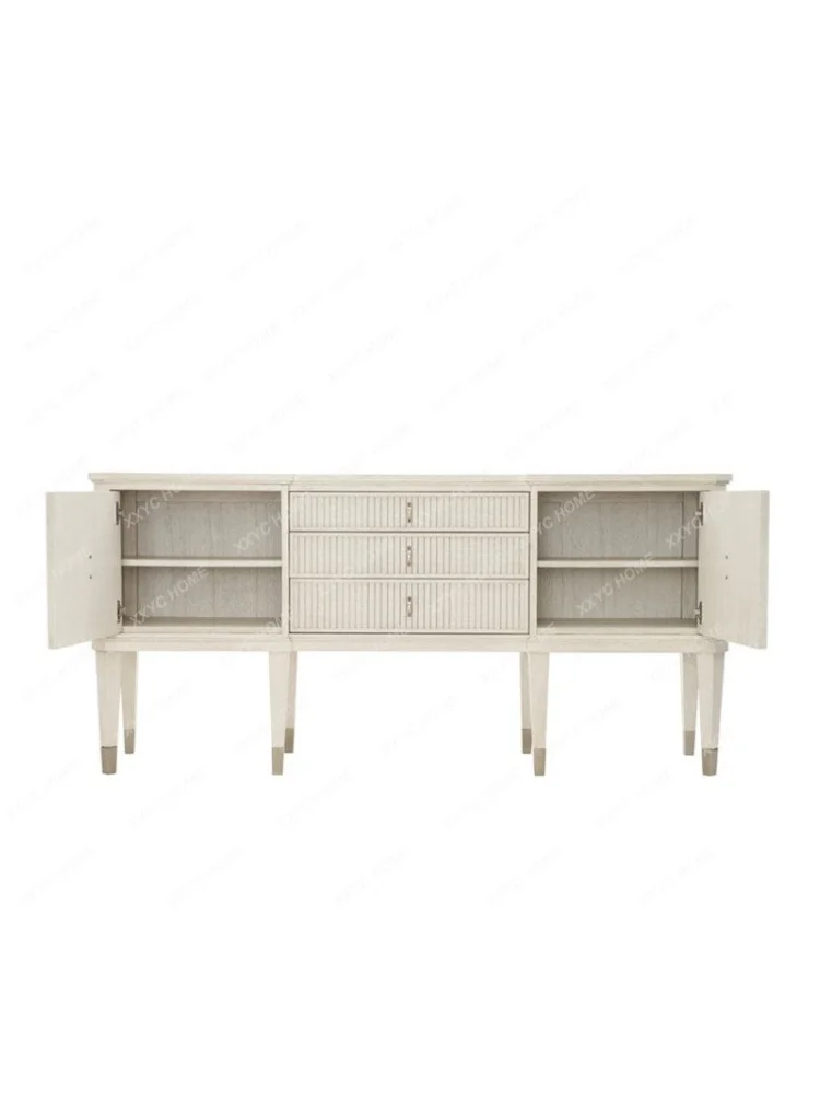 

White Solid Wood Sideboard Simple Modern Curio Cabinet Small Apartment Storage Side Cabinet Home Entrance Cabinet