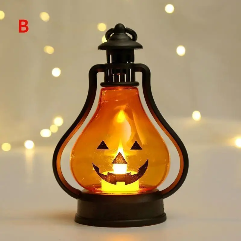 Horror Halloween LED Wind Light Portable Pumpkin Ghost Lantern Bar Desktop Ornament Halloween Decor Props Party Supplies